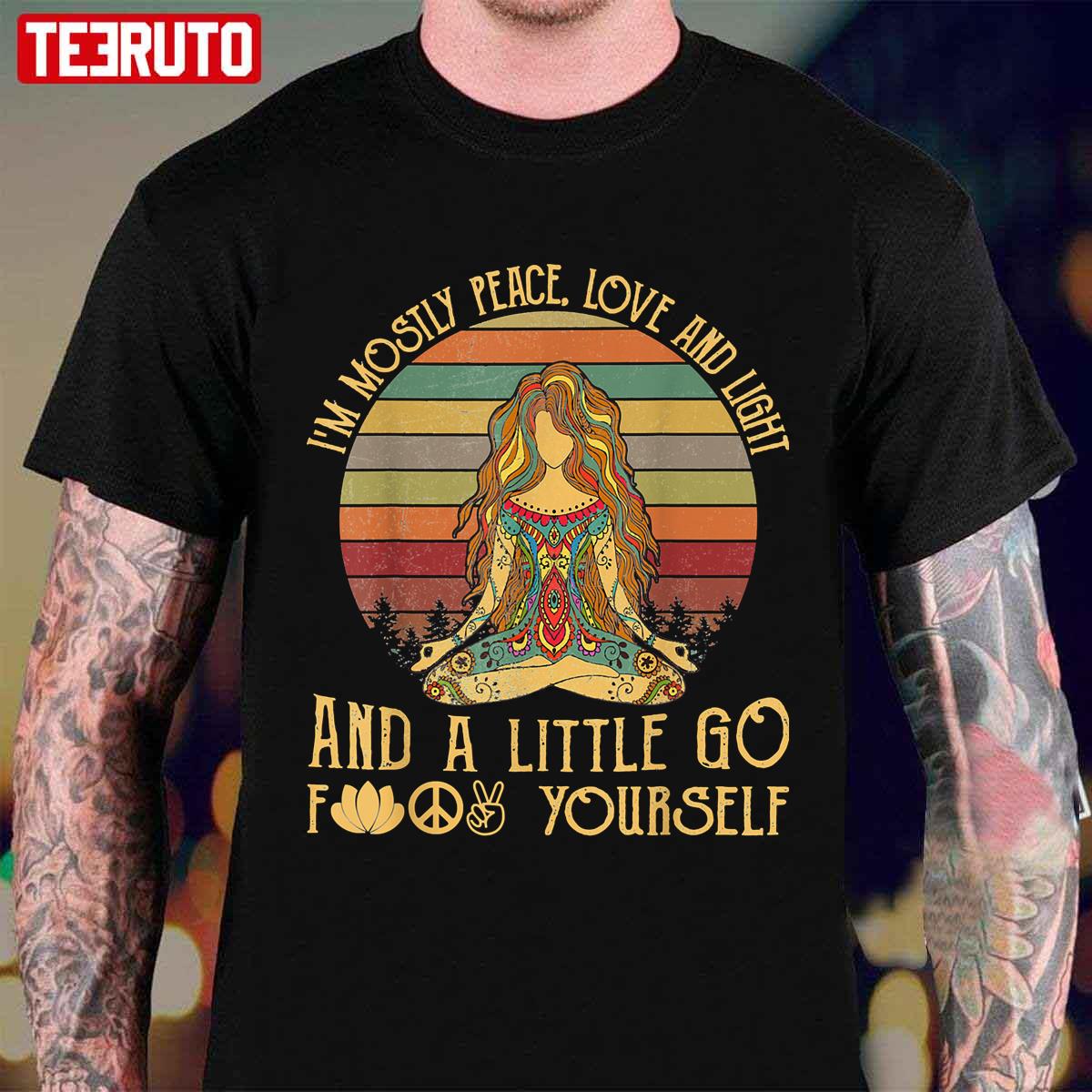 I’m Mostly Peace Love And Light Yoga Vintage Unisex T-Shirt
