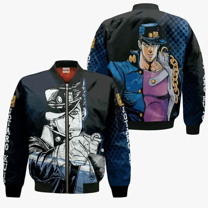 Jotaro Kujo JoJo’s Bizarre Adventure Anime Manga 3D Bomber Jacket