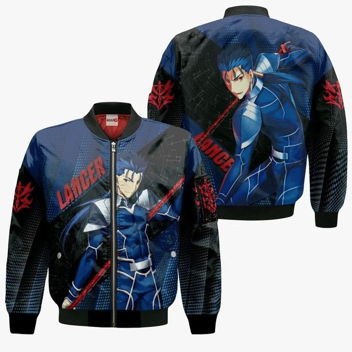 Lancer Anime Manga Fate Stay Night 3D Bomber Jacket