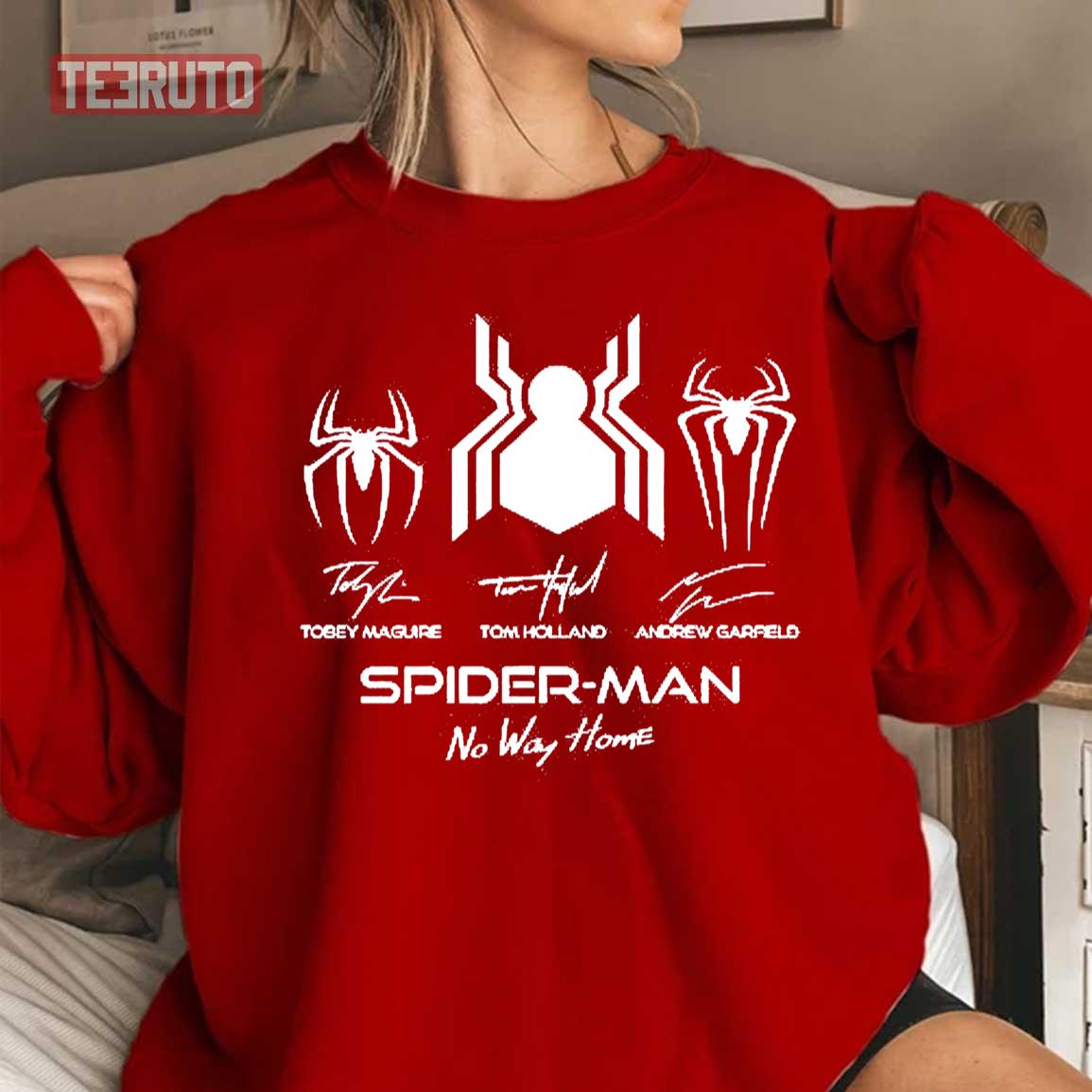 Marvel Three Spider-man No Way Home Logo Signatures Unisex Sweatshirt