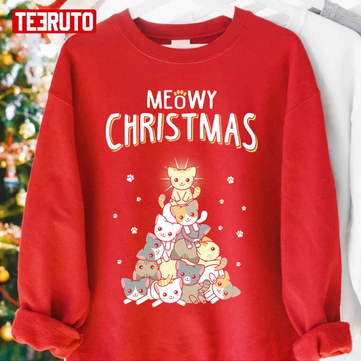 Meowy Christmas Holiday Kitten Lover Unisex Sweatshirt