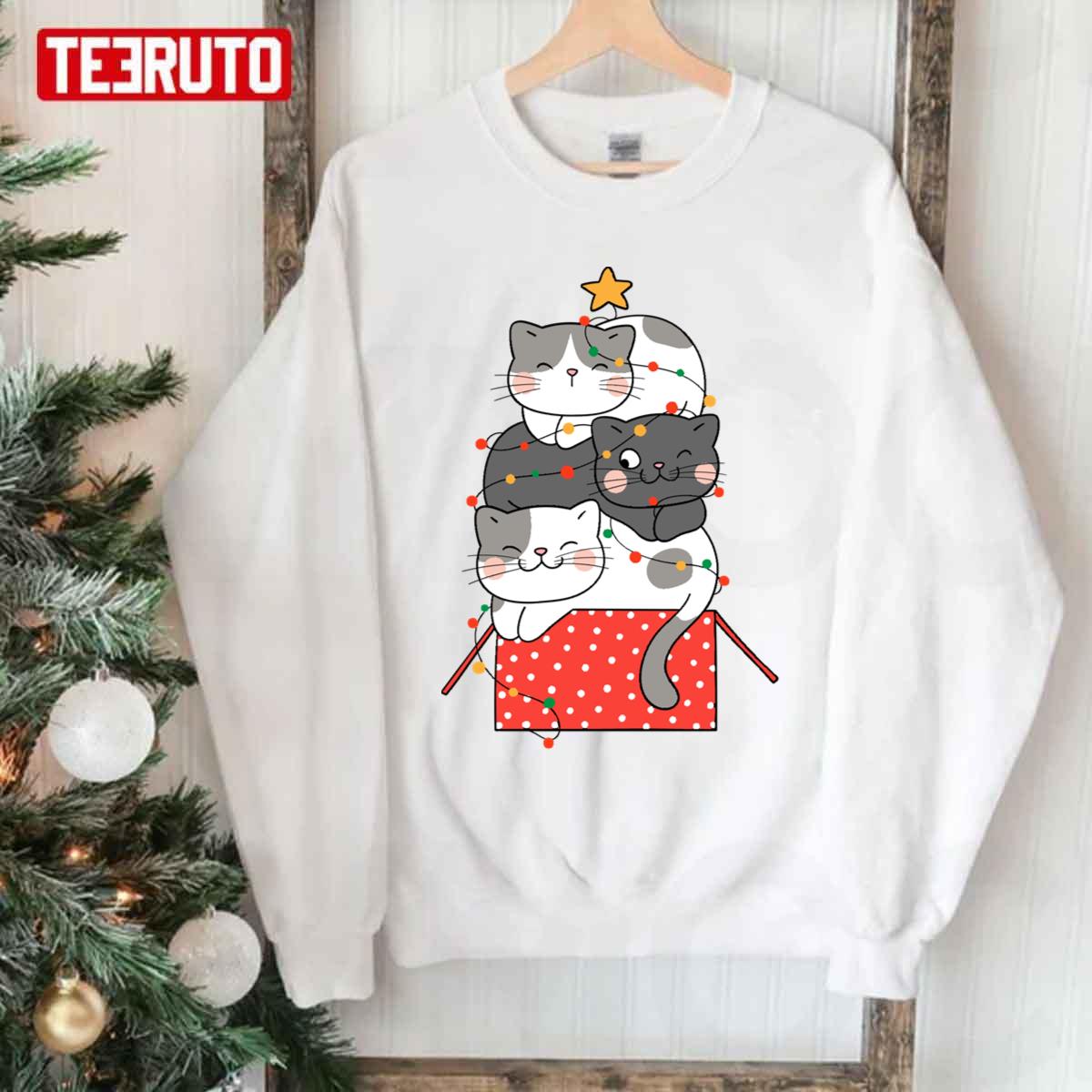 Meowy Christmas Tree Cat Lover Unisex Sweatshirt