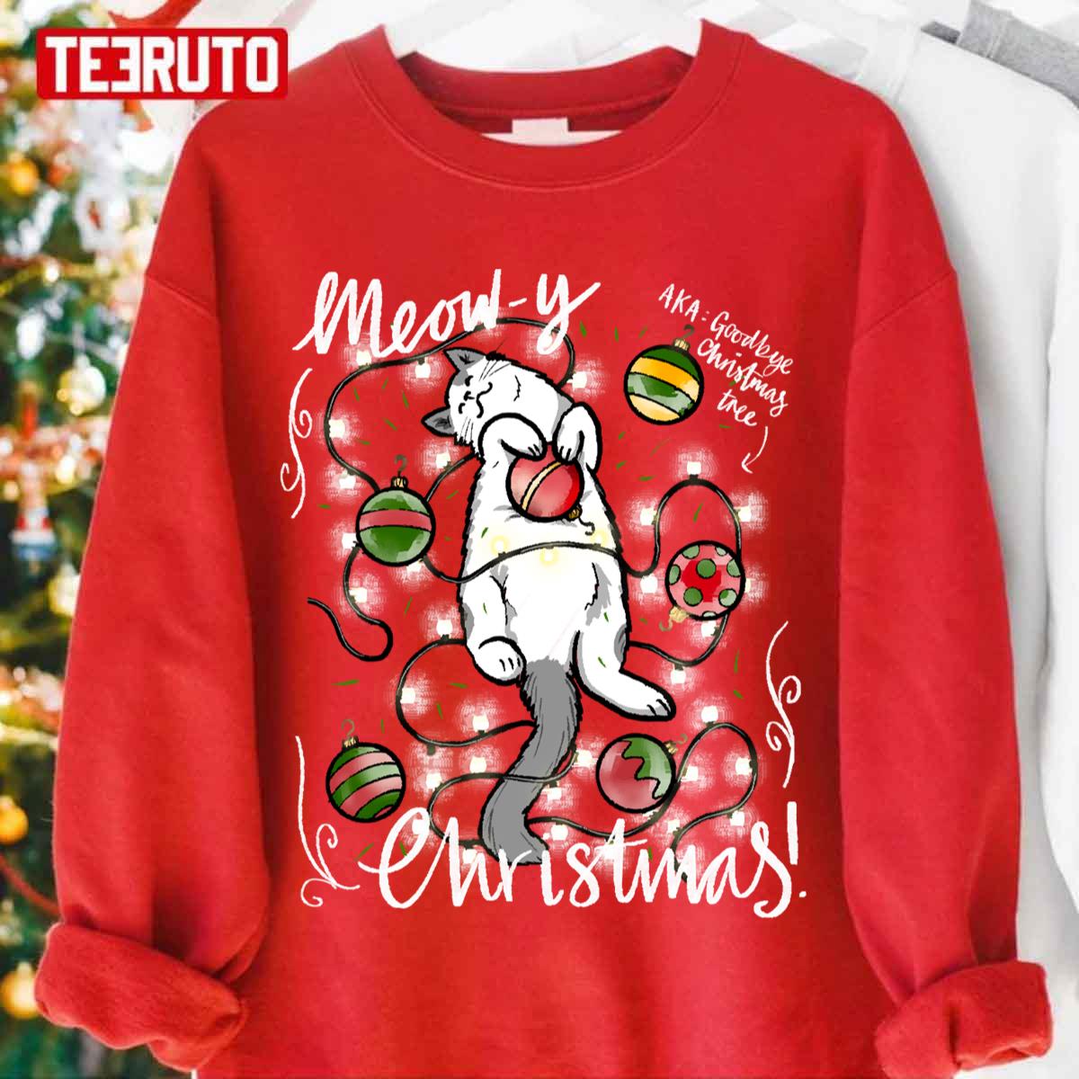 Meowy Christmas Xmas Cat Lover Gift Unisex Sweatshirt