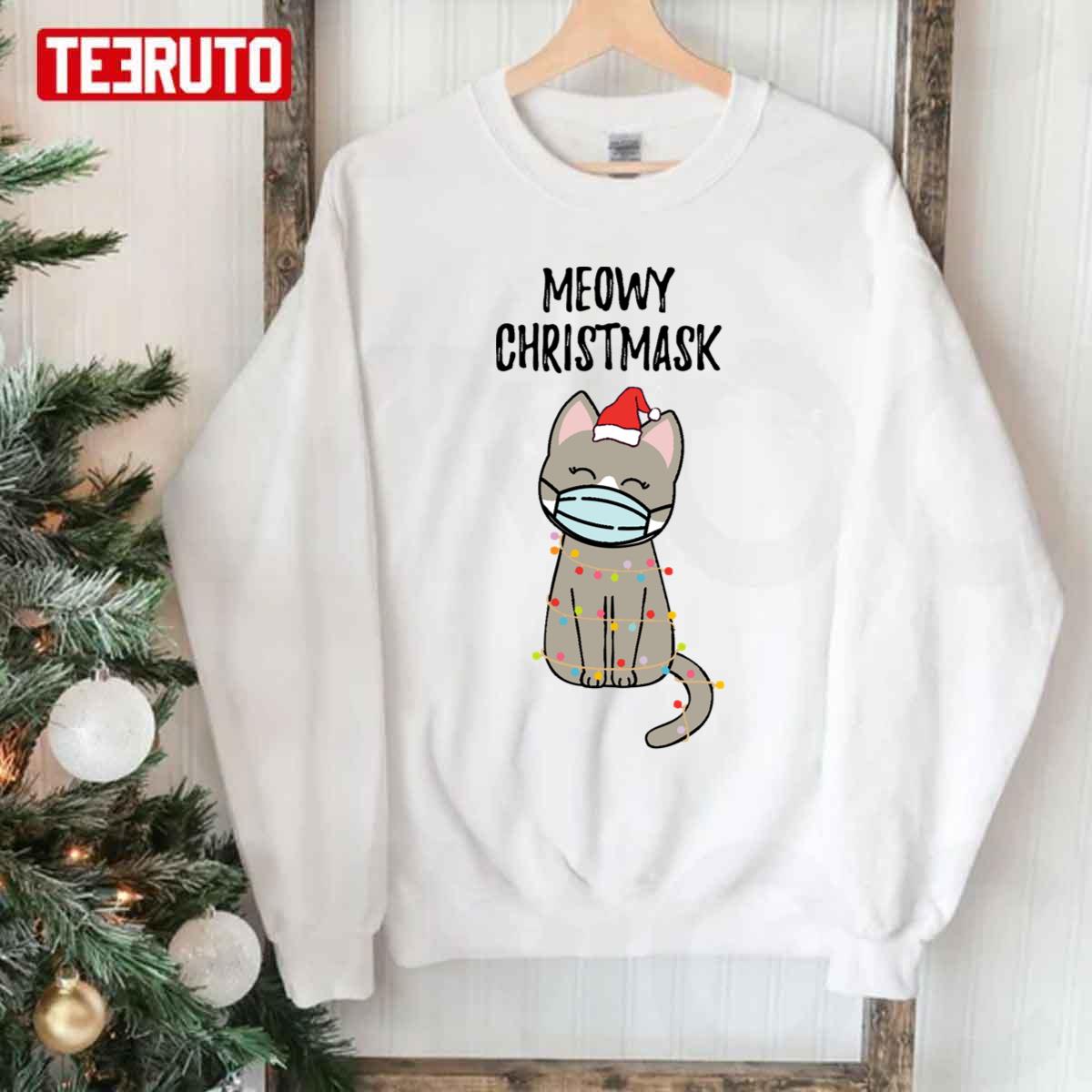 Meowy Christmask Cute Christmas Cat Unisex Sweatshirt