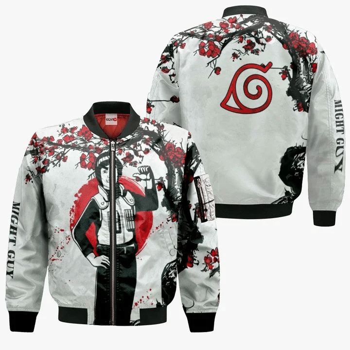 Might Guy Anime Manga Naruto 3D Bomber Jacket