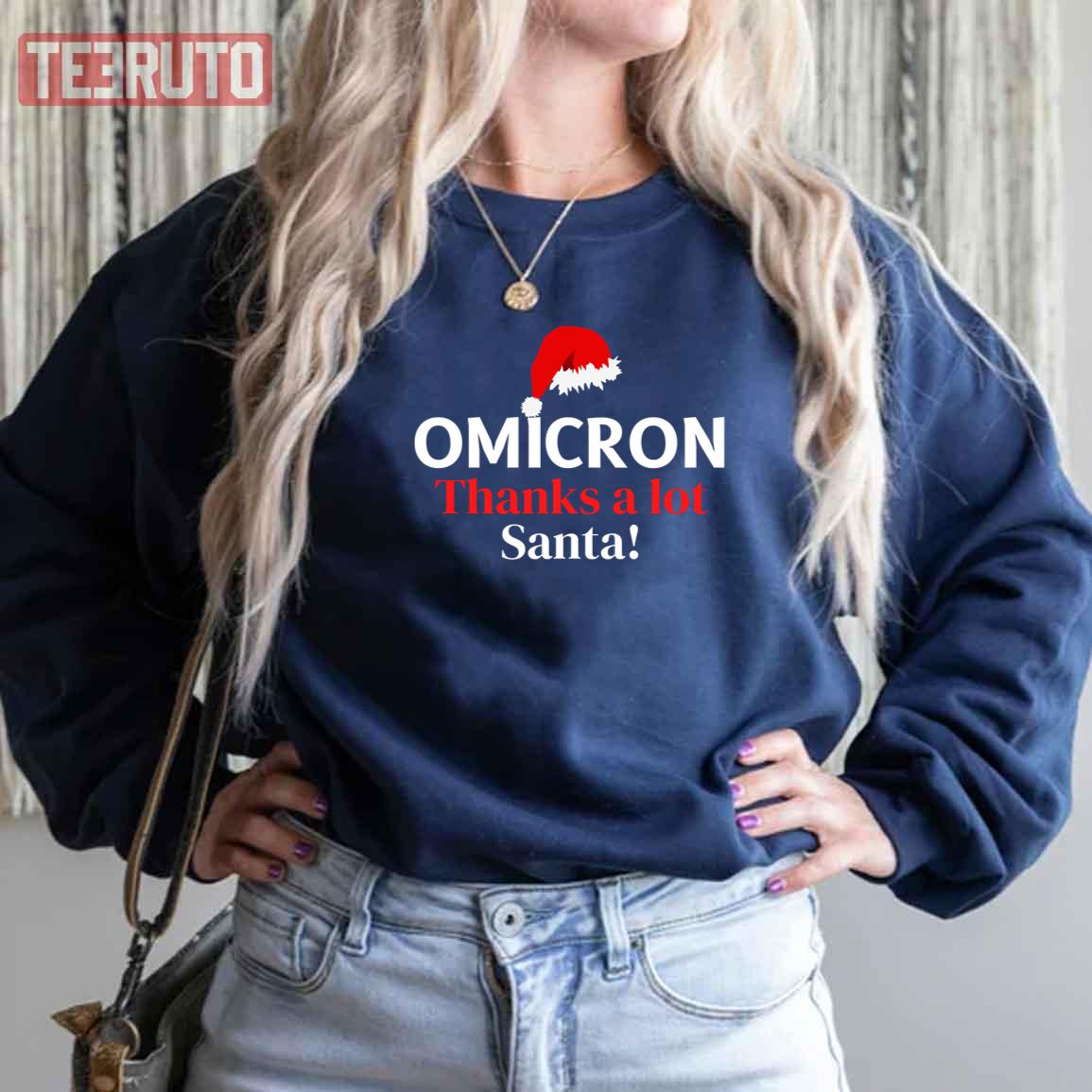 Omicron Thanks A Lot Santa Funny Covid Christmas Unisex Sweatshirt