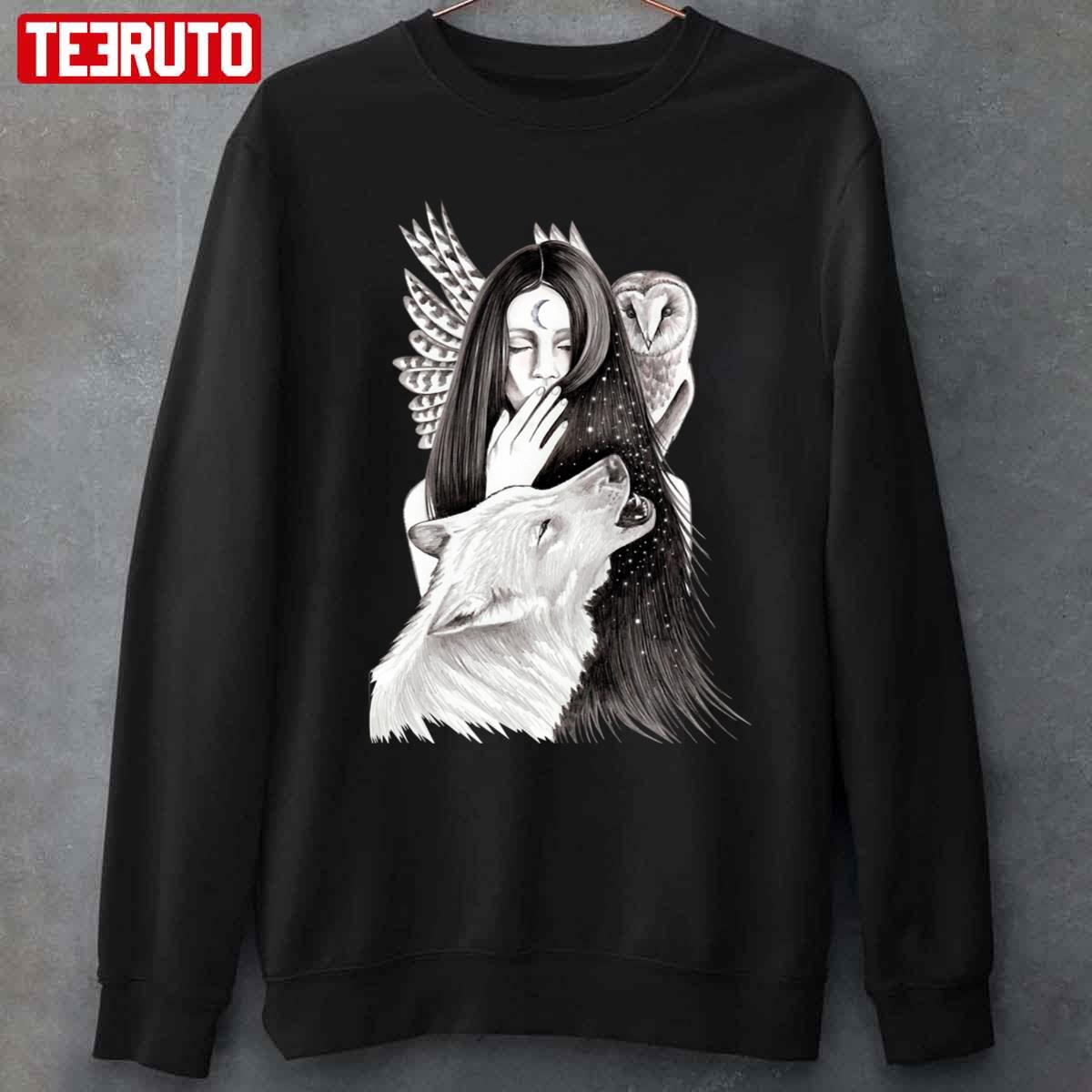 Ritual Wolf And Owl Unisex Sweatshirt