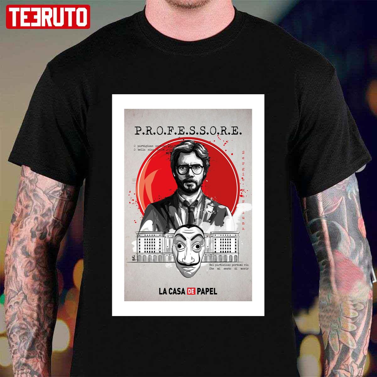 The Professore De Papel Vintage Money Heist Japanese Style Unisex T-Shirt