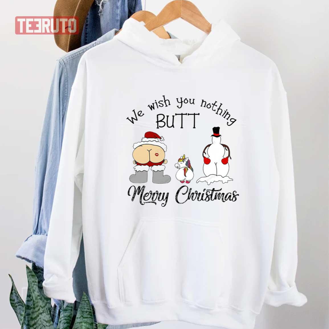 Unicorn We Wish You Nothing Butt Merry Christmas  Unisex Sweatshirt