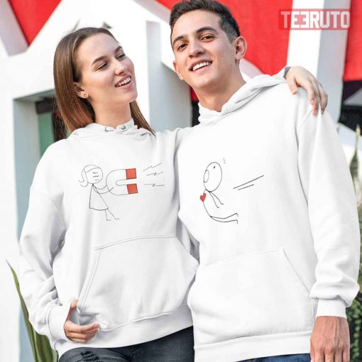 Couple Matching Valentine Magnet Attraction Unisex Hoodie