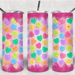 20 oz Skinny Sublimation Designs Dripping Candy Hearts Tumbler