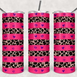 20 oz Skinny Sublimation Valentine Pink Leopard Tumbler