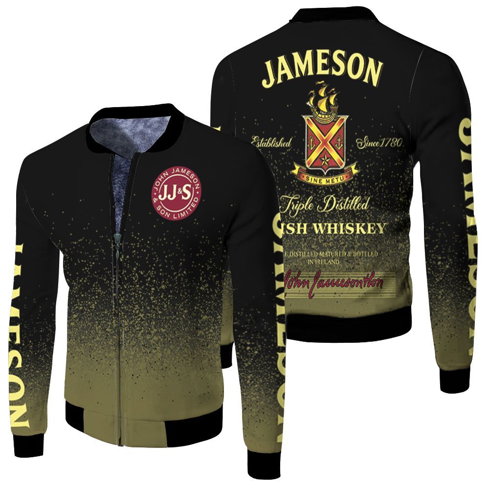 3d Bomber Jameson Irish Whiskey Triple Distilled Logo For Lovers 3d Jersey Fleece Bomber Jacket