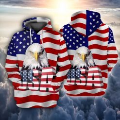 4th Of July Independence Day American Flag Eagle 3d Zip Hoodie