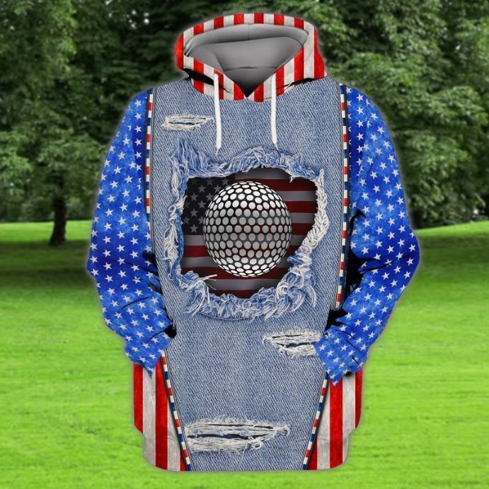 4th Of July Independence Day American Golf American 3d Zip Hoodie