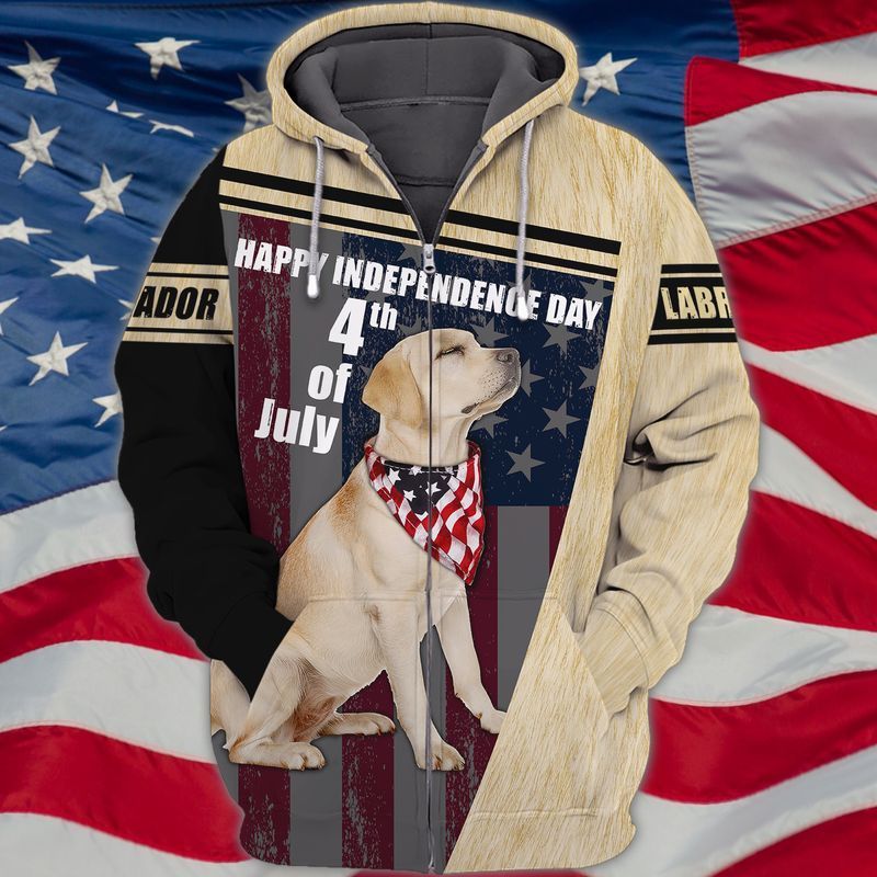 4th Of July Independence Day American Labrador Dog 3d Zip Hoodie