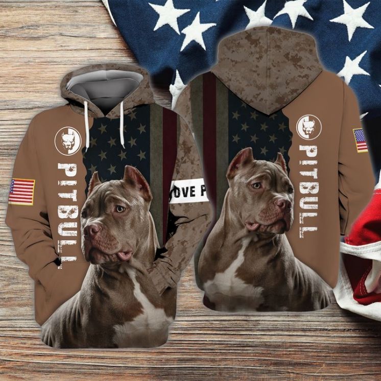 4th Of July Independence Day American Love Pitbull 3d Zip Hoodie