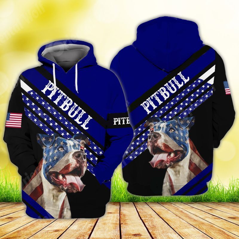 4th Of July Independence Day American Pitbull 3d Zip Hoodie