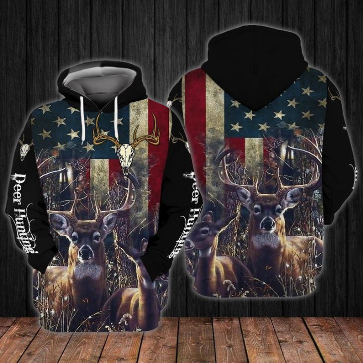 4th Of July Independence Day Deer Hunting 3d Zip Hoodie