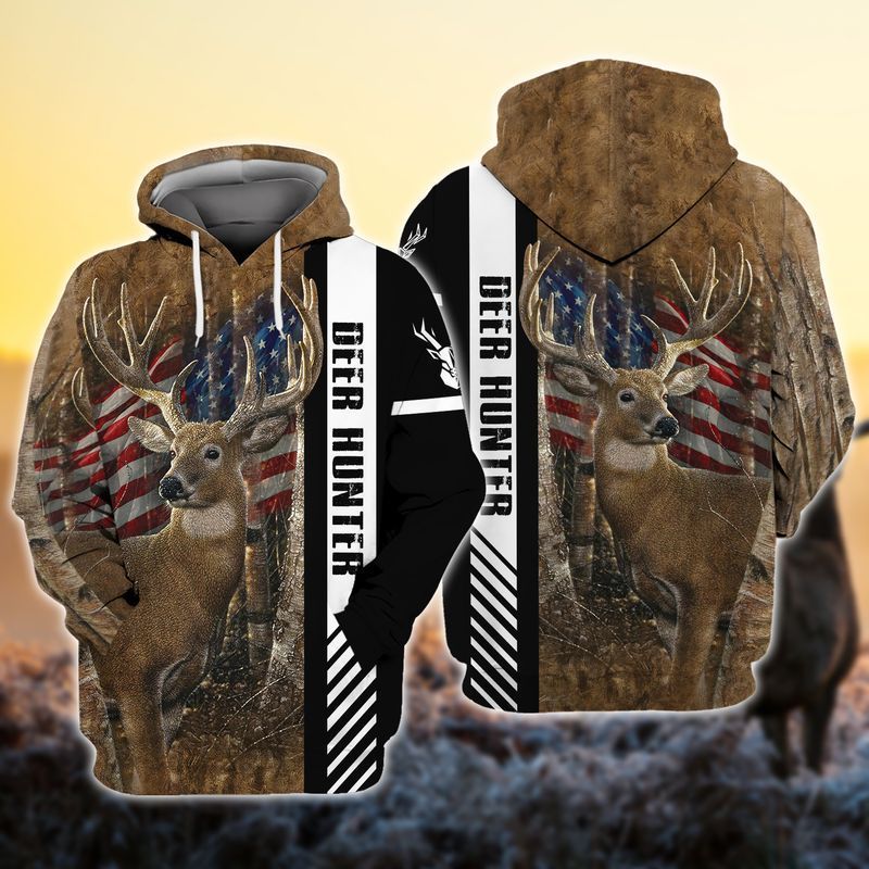 4th Of July Independence Day Deer Hunting  3d  Zip  Hoodie