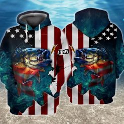 4th Of July Independence Day Fishing American Flag 3d Zip Hoodie