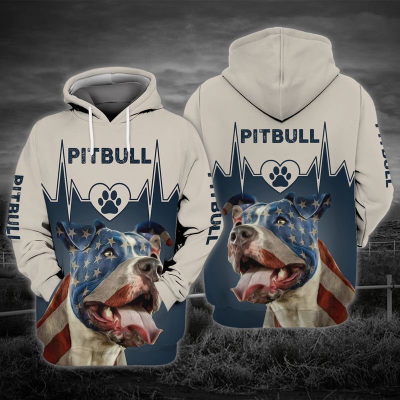 4th Of July Independence Day Love Pitbull 3d Zip Hoodie