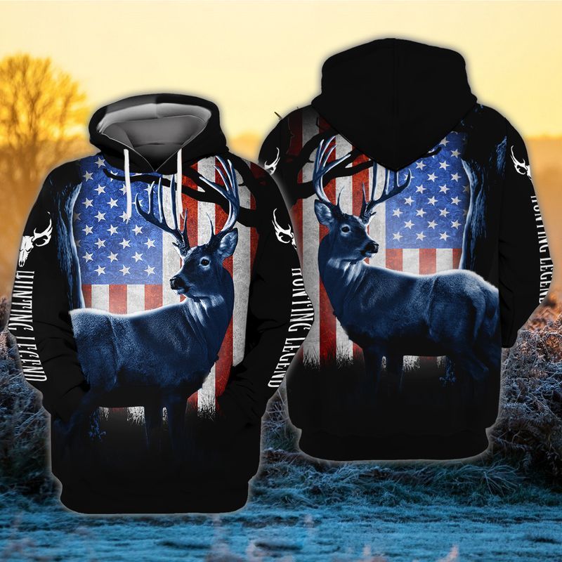 4th Of July Independence Deer Hunting 3d Zip Hoodie