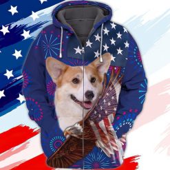 4th Of July Independence Day American Corgi Fireworks Dog 3d Hoodie