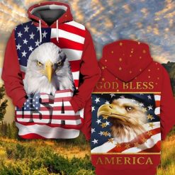 4th Of July Independence Day American Eagle God Bless 3d Hoodie