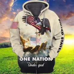 4th Of July Independence Day American Eagle One Nation Under God 3d Hoodie