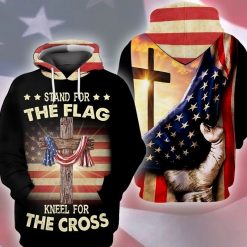 4th Of July Independence Day American Eagle Stand For The Flag Kneel For The Cross 3d Hoodie