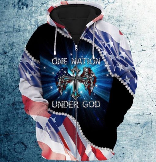 4th Of July Independence Day American One Nation Under God 3d Hoodie