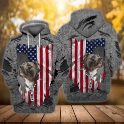 4th Of July Independence Day American Pitbull Dog 3d Hoodie
