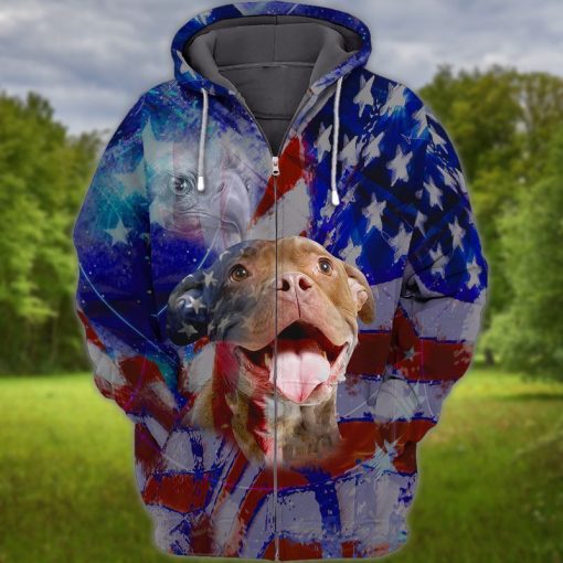 4th Of July Independence Day American Pitbull Proud Nation 3d Hoodie