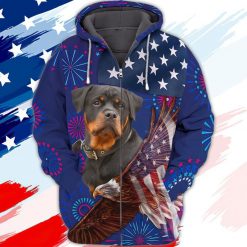 4th Of July Independence Day American Rottweiler Fireworks Dog 3d Hoodie
