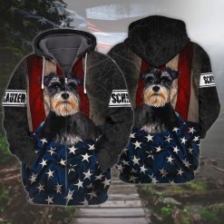 4th Of July Independence Day American Schnauzer Usa Flag 3d Hoodie