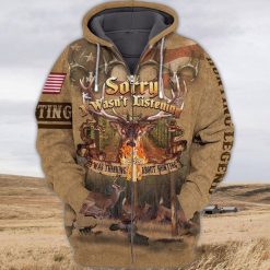 4th Of July Independence Day Deer Hunter Sorry I Wasnt Listening I Was Thinking About Hunting 3d Hoodie