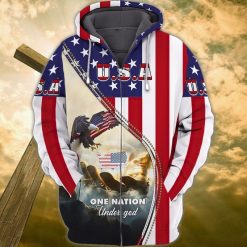 4th Of July Independence Day One Nation Under God American Eagle 1 3d Hoodie