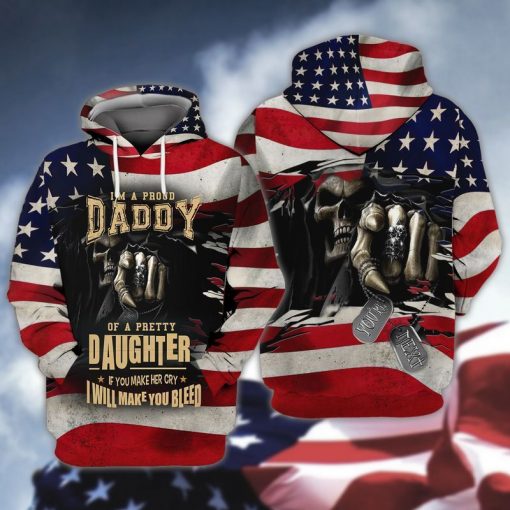 4th Of July Independence Day Proud Lady I Am A Proud Daddy Of A Pretty Daughter 3d Hoodie