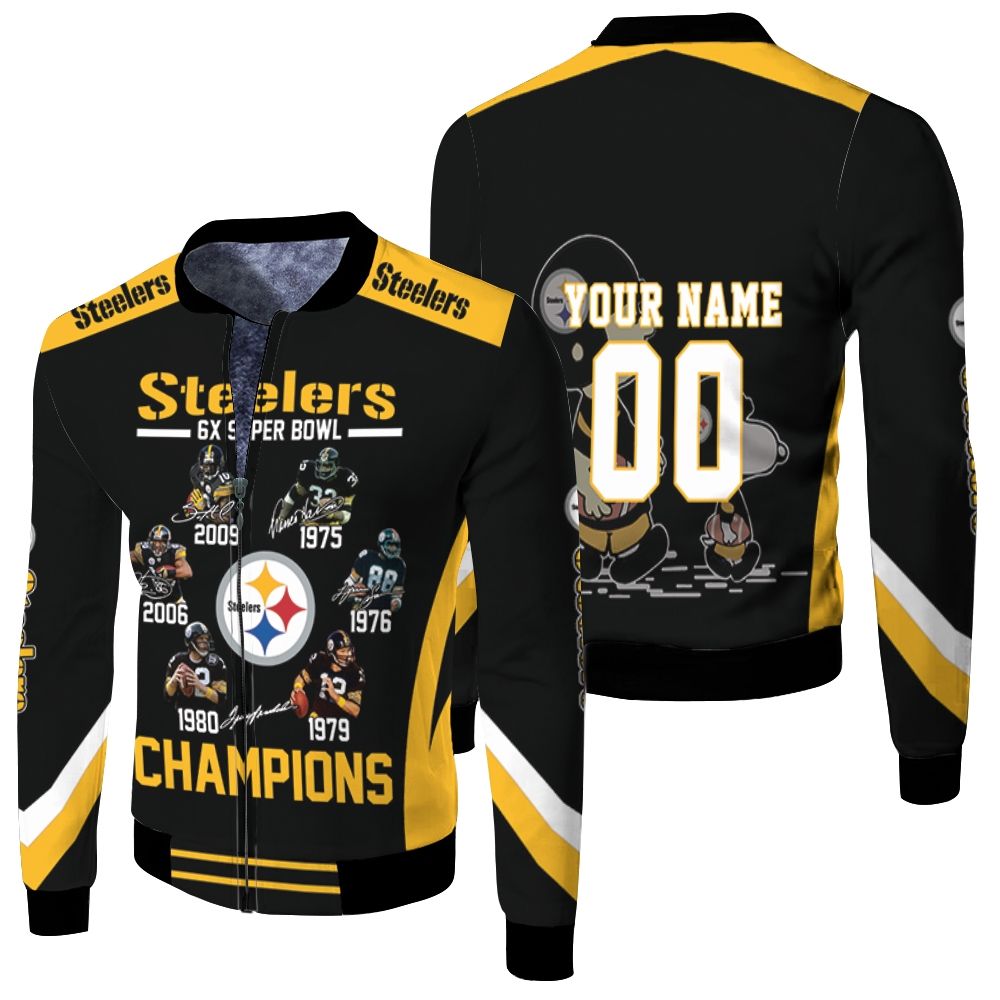 6x Super Bowl Champions Pittsburgh Steelers 2020 Nfl Season Snoopy Vs Peanuts Personalized Fleece Bomber Jacket