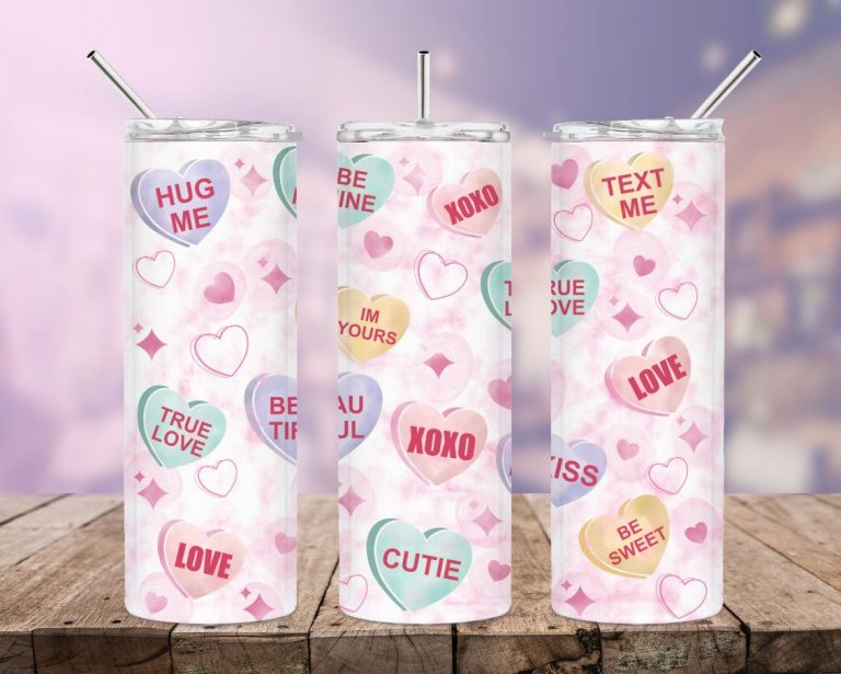 Conversation Hearts Png Valentine Tumbler Wrap - Teeruto