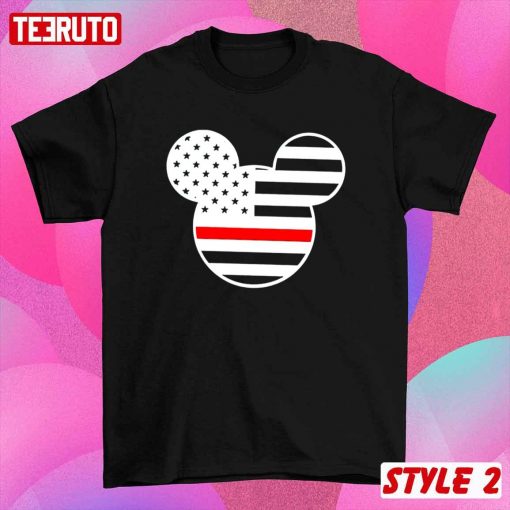 Couple Matching Valentine Mickey Minnie Mouse America Flag Disney T-Shirt