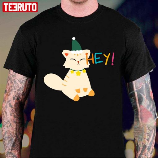 Cute Cat Sayes Hey Unisex T-Shirt