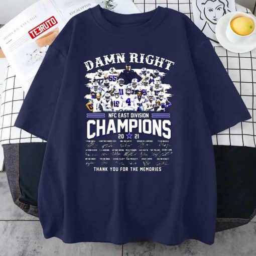 Damn Right Nfc East Division Champions 2021 Signatures Thank You For The Memories Unisex T-Shirt