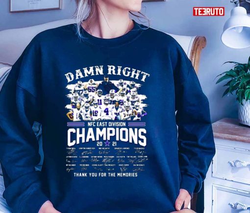 Damn Right Nfc East Division Champions 2021 Signatures Thank You For The Memories Unisex T-Shirt