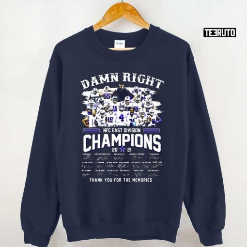 Damn Right Nfc East Division Champions 2021 Signatures Thank You For The Memories Unisex T-Shirt