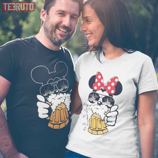 Disney Mickey Minnie Drinking Beer Couple Matching Valentine T-Shirt