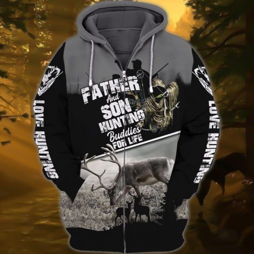 Fathers Day Father And Son Hunting Buddies For Life Love Hunting 1 3d Hoodie