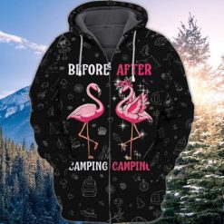 Flamingo Camping Lady Before Camping After Camping Gift 3d Hoodie