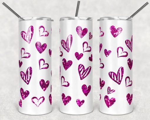 Glitter Sweet Hearts Love Valentines Day 20oz Skinny Tumbler